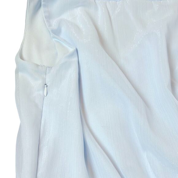 Aqua Sleeveless Flutter Ruffle Mini Dress Womens Size S Iridescent Blue Party - Picture 5 of 9